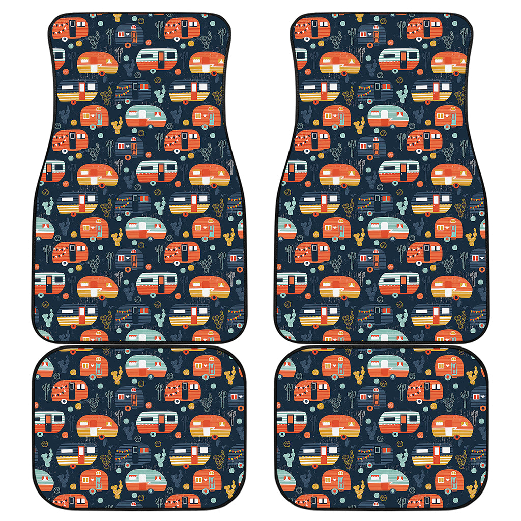 Caravan Camping Pattern Print Front and Back Car Floor Mats