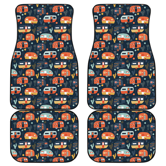Caravan Camping Pattern Print Front and Back Car Floor Mats