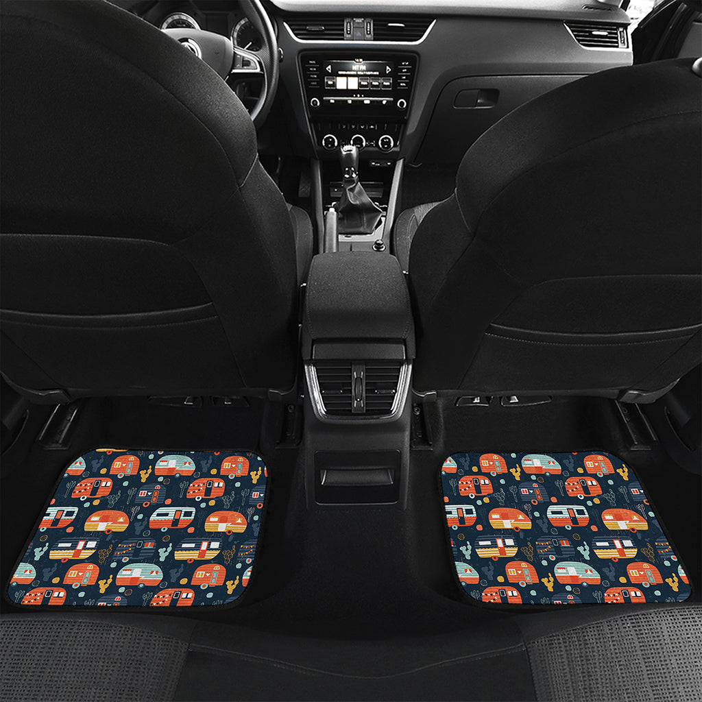 Caravan Camping Pattern Print Front and Back Car Floor Mats