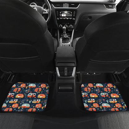 Caravan Camping Pattern Print Front and Back Car Floor Mats