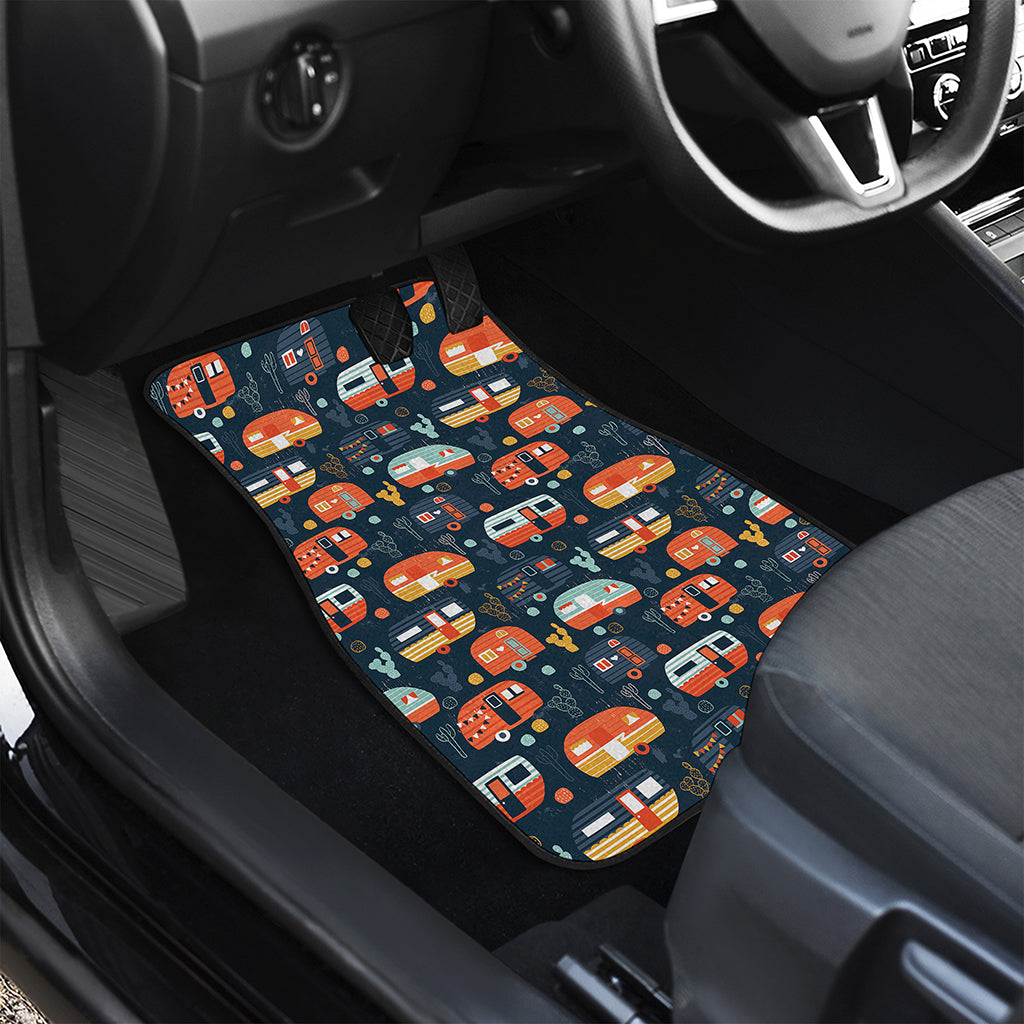 Caravan Camping Pattern Print Front and Back Car Floor Mats