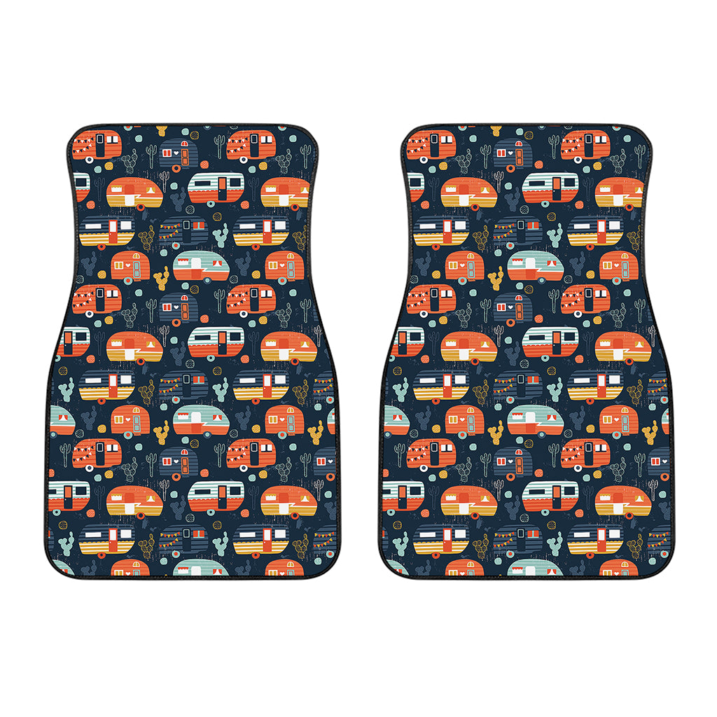 Caravan Camping Pattern Print Front Car Floor Mats