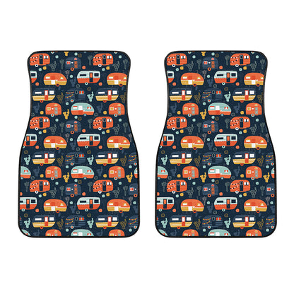 Caravan Camping Pattern Print Front Car Floor Mats