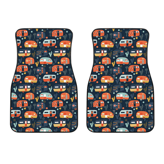 Caravan Camping Pattern Print Front Car Floor Mats