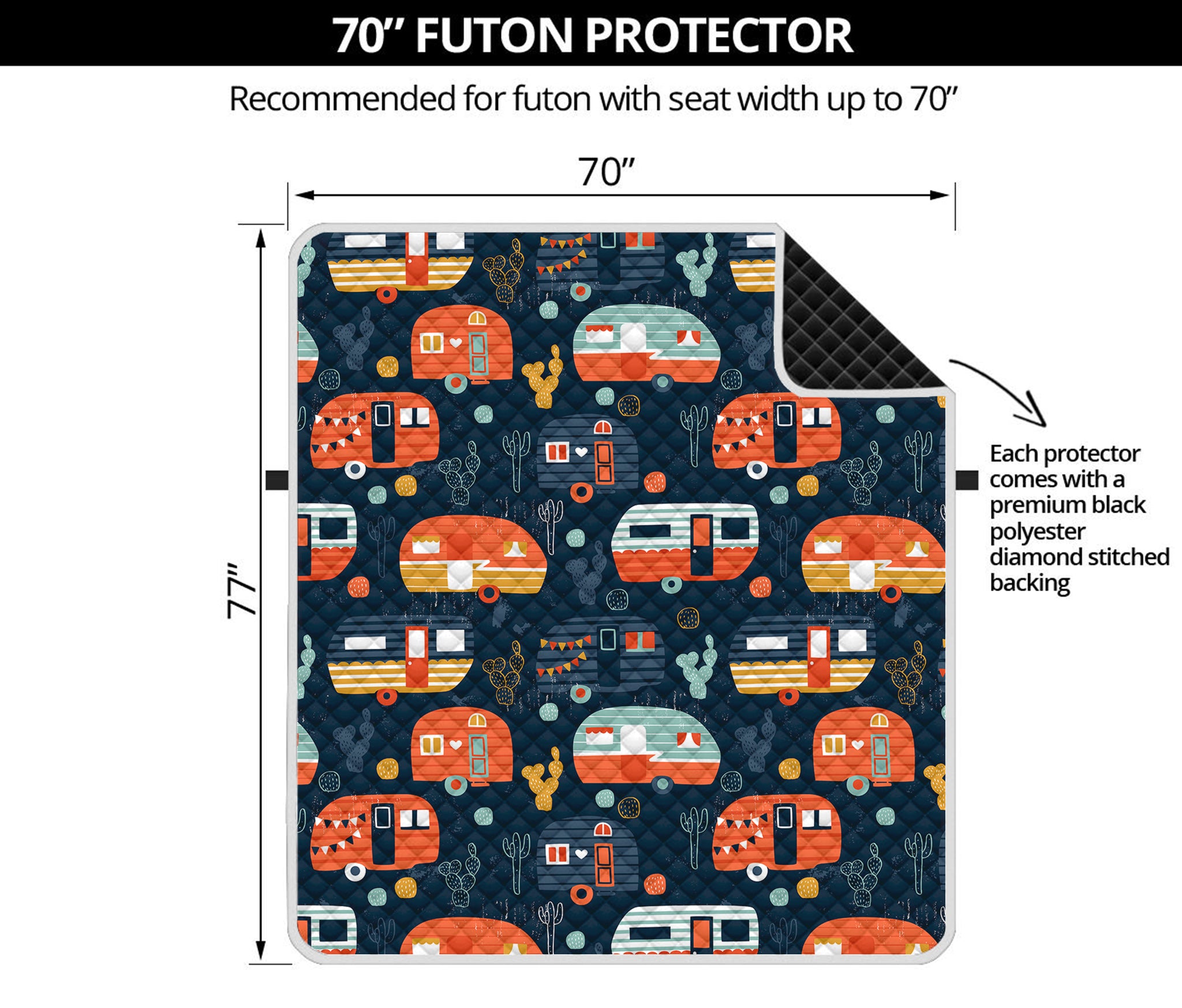 Caravan Camping Pattern Print Futon Protector