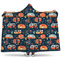 Caravan Camping Pattern Print Hooded Blanket