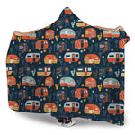 Caravan Camping Pattern Print Hooded Blanket