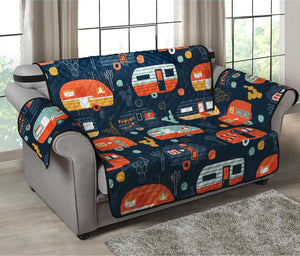 Caravan Camping Pattern Print Loveseat Protector