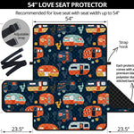 Caravan Camping Pattern Print Loveseat Protector