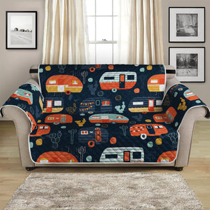 Caravan Camping Pattern Print Loveseat Protector