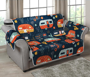 Caravan Camping Pattern Print Loveseat Protector