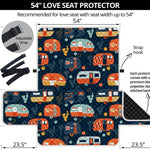 Caravan Camping Pattern Print Loveseat Protector