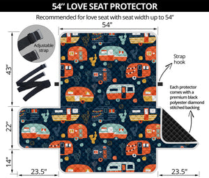 Caravan Camping Pattern Print Loveseat Protector