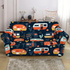 Caravan Camping Pattern Print Loveseat Slipcover