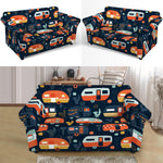 Caravan Camping Pattern Print Loveseat Slipcover