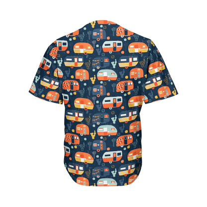 Caravan Camping Pattern Print Men's Baseball Jersey
