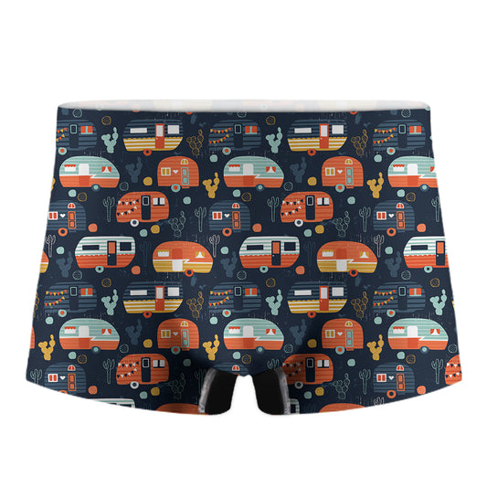 Caravan Camping Pattern Print Men's Boxer Briefs