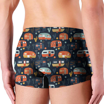Caravan Camping Pattern Print Men's Boxer Briefs
