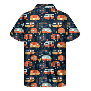 Caravan Camping Pattern Print Men's Short Sleeve Shirt
