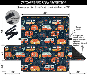 Caravan Camping Pattern Print Oversized Sofa Protector