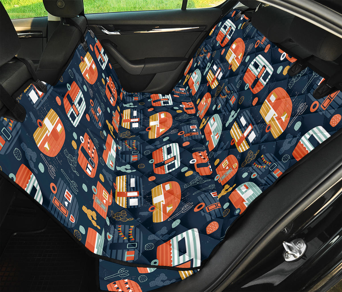 Caravan Camping Pattern Print Pet Car Back Seat Cover