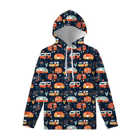 Caravan Camping Pattern Print Pullover Hoodie