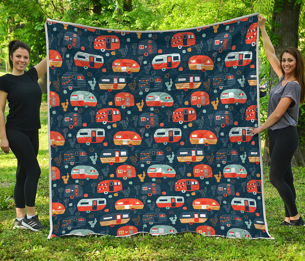 Caravan Camping Pattern Print Quilt