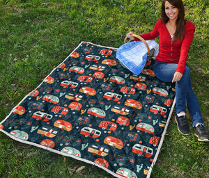 Caravan Camping Pattern Print Quilt