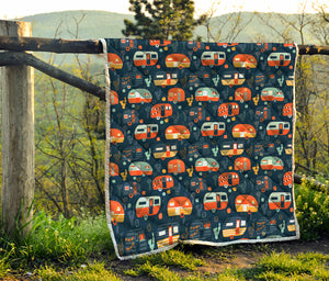 Caravan Camping Pattern Print Quilt