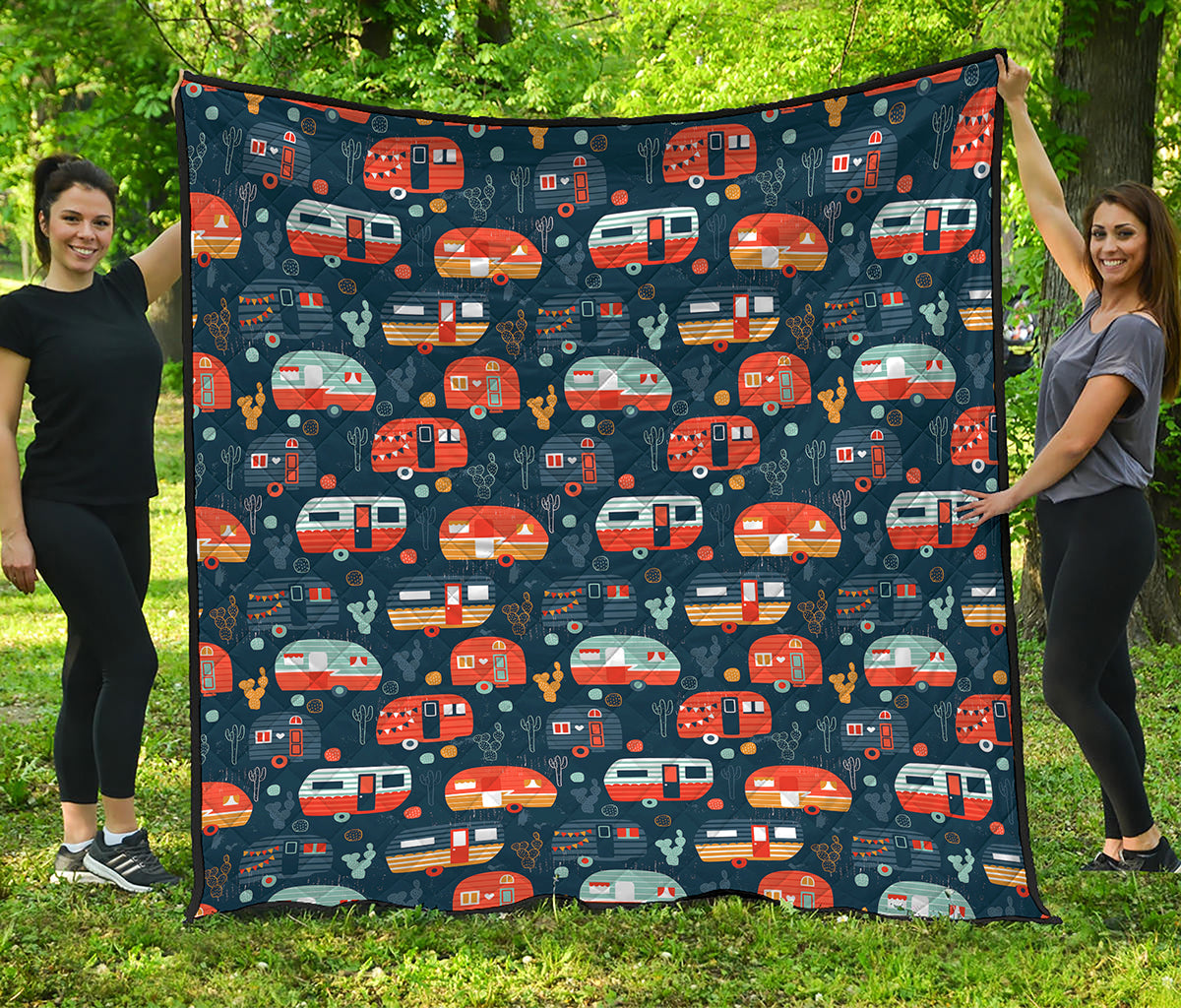 Caravan Camping Pattern Print Quilt