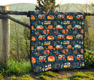 Caravan Camping Pattern Print Quilt