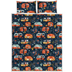 Caravan Camping Pattern Print Quilt Bed Set