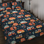 Caravan Camping Pattern Print Quilt Bed Set