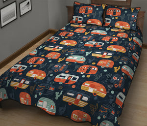 Caravan Camping Pattern Print Quilt Bed Set