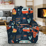 Caravan Camping Pattern Print Recliner Slipcover