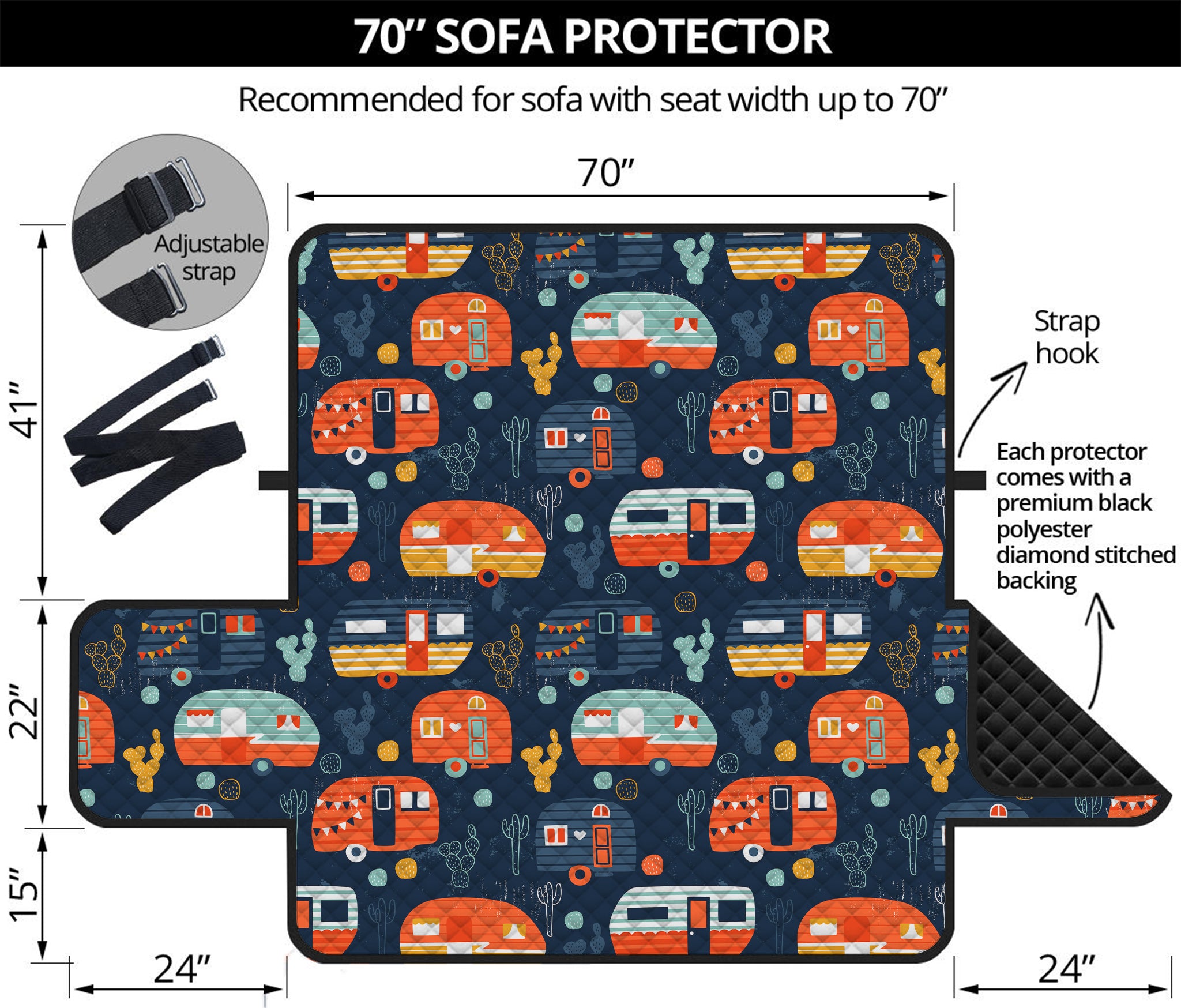 Caravan Camping Pattern Print Sofa Protector