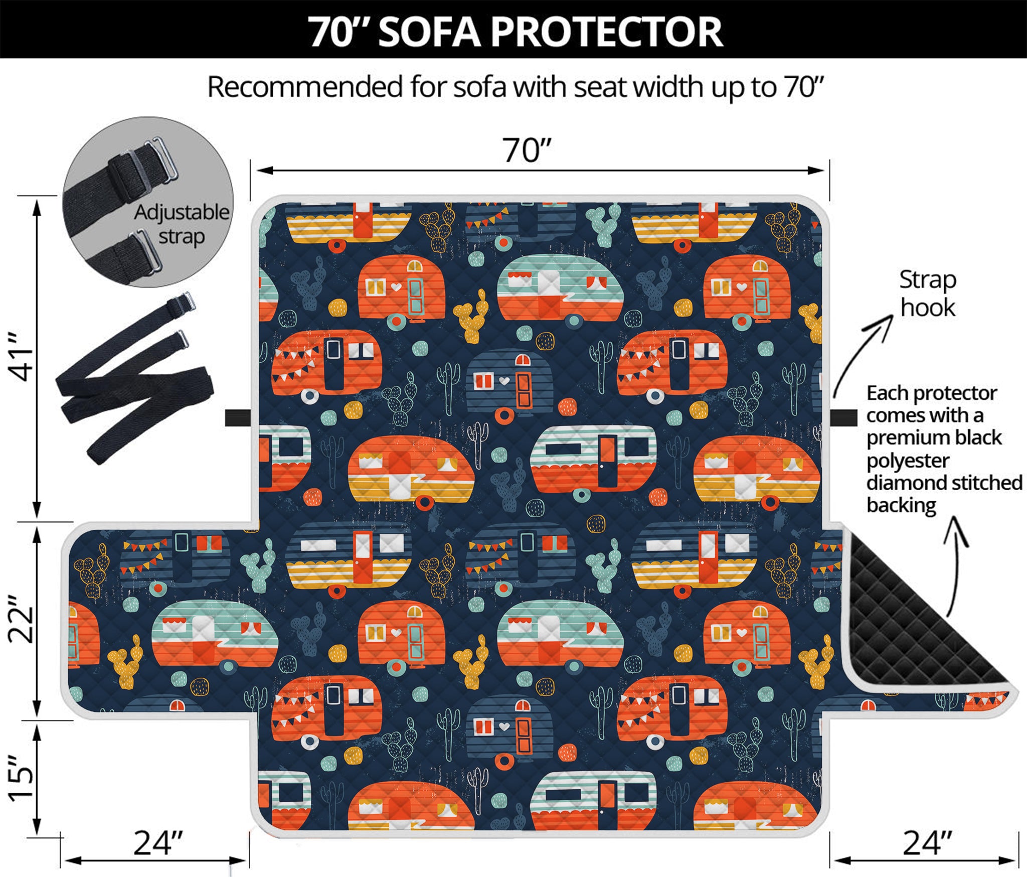 Caravan Camping Pattern Print Sofa Protector