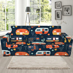 Caravan Camping Pattern Print Sofa Slipcover