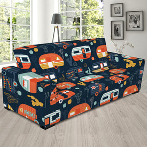 Caravan Camping Pattern Print Sofa Slipcover