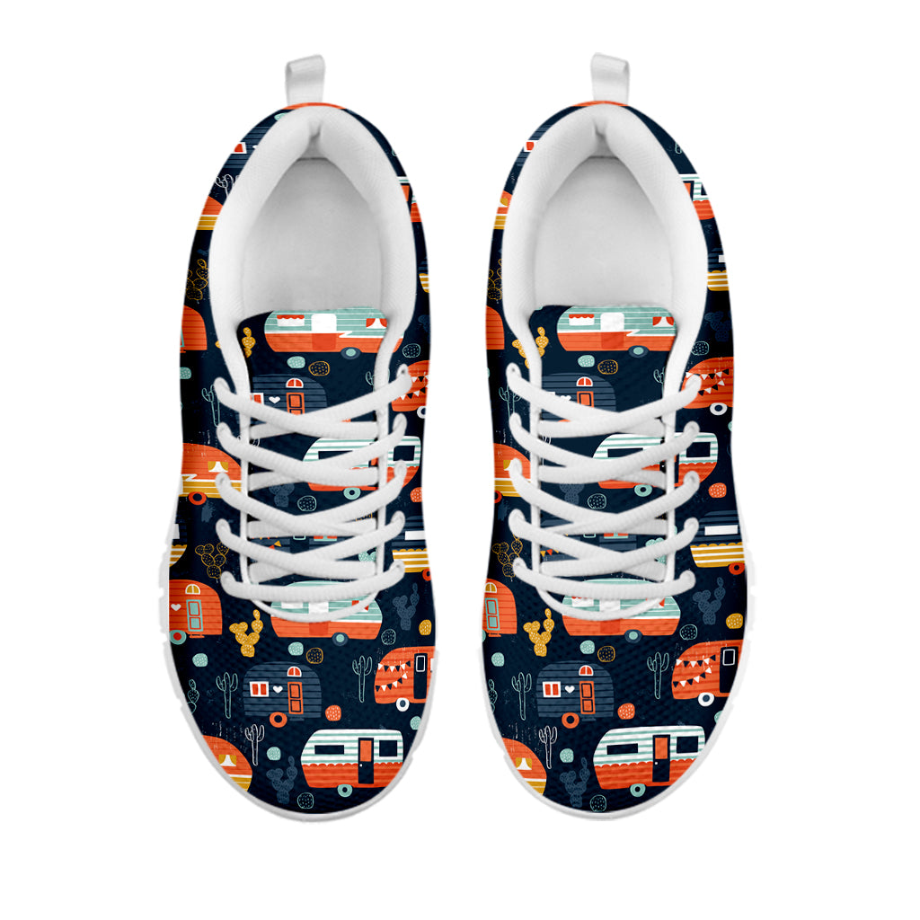 Caravan Camping Pattern Print White Sneakers