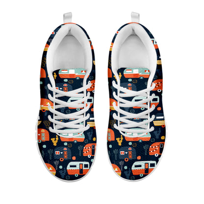 Caravan Camping Pattern Print White Sneakers