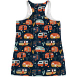 Caravan Camping Pattern Print Women's Racerback Tank Top