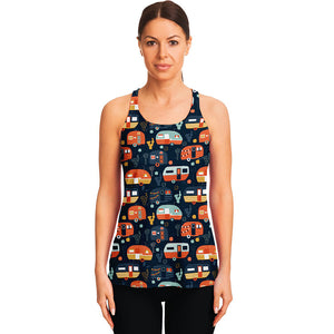 Caravan Camping Pattern Print Women's Racerback Tank Top