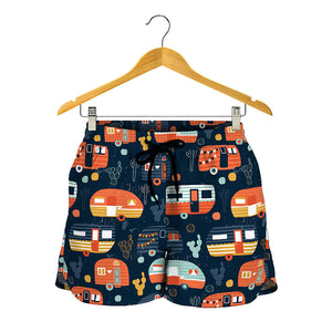 Caravan Camping Pattern Print Women's Shorts