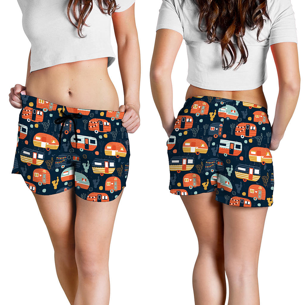 Caravan Camping Pattern Print Women's Shorts