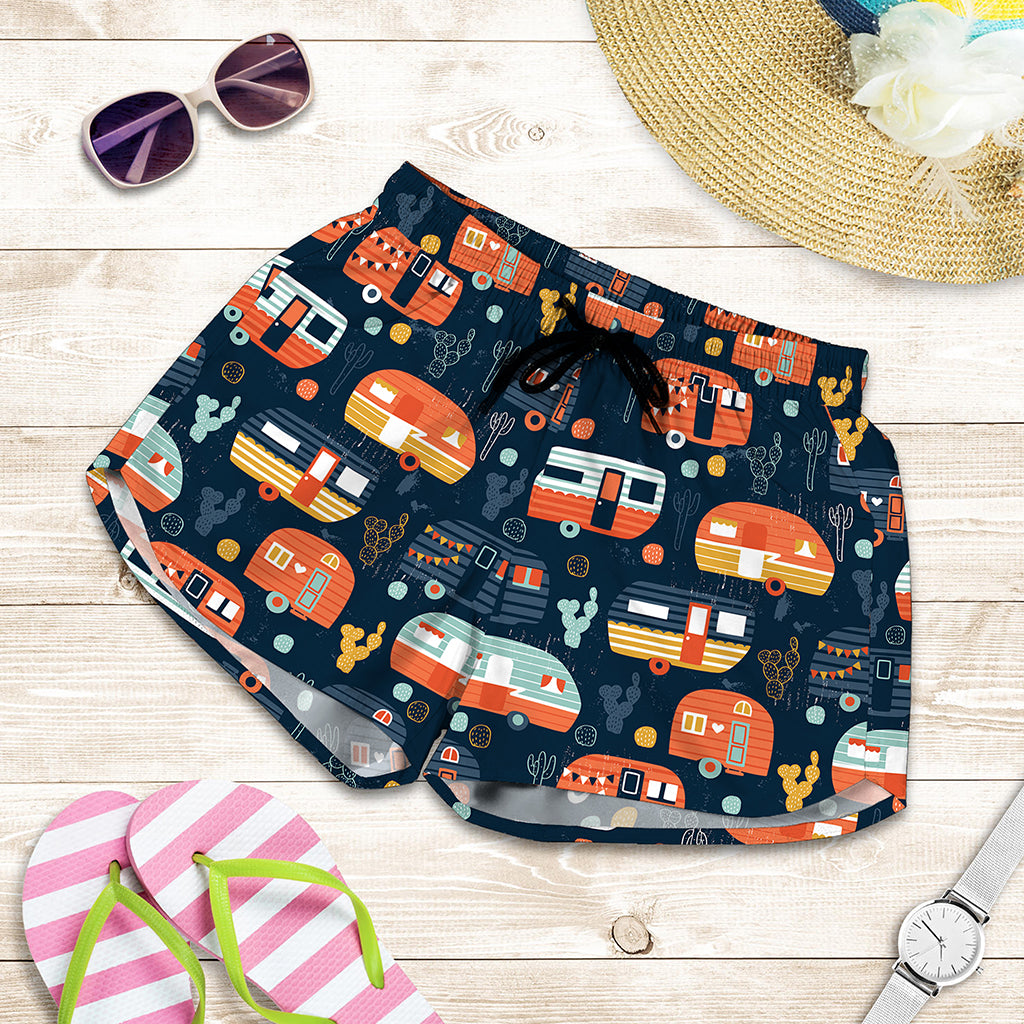 Caravan Camping Pattern Print Women's Shorts