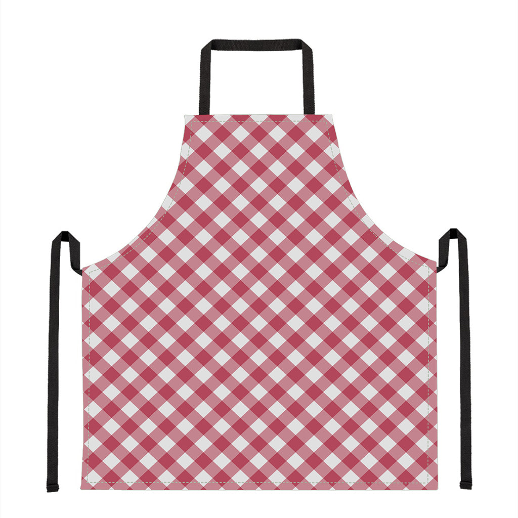 Cardinal Red And White Gingham Print Apron