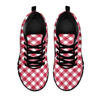 Cardinal Red And White Gingham Print Black Sneakers