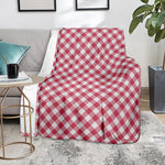 Cardinal Red And White Gingham Print Blanket