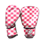 Cardinal Red And White Gingham Print Boxing Gloves
